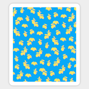 Silhouette Citrus Lemon Fruit Pattern Yellow, Pink and Blue Sticker